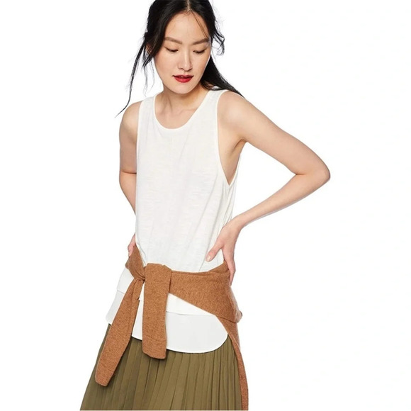 NWT J.Crew Drapey Tank Top with Silky Hem in Ivory Women’s Large - Picture 4 of 10